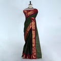 Olive Green Kanchi Cotton Saree for Women | Festive Traditional Collection | Jeyachandran -Full View
