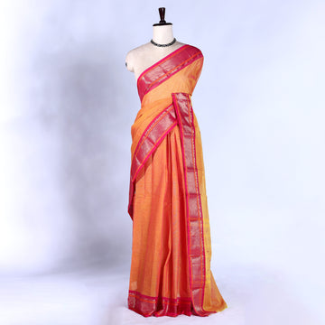 Orange Kanchi Cotton Saree for Women | Festive Traditional Collection | Jeyachandran -Full View
