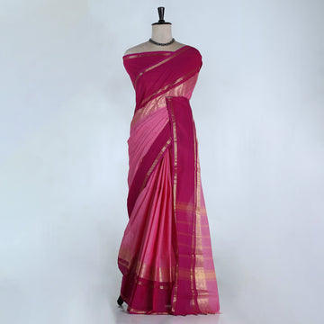 Pink Kanchi Cotton Saree for Women | Festive Traditional Collection | Jeyachandran -Full View
