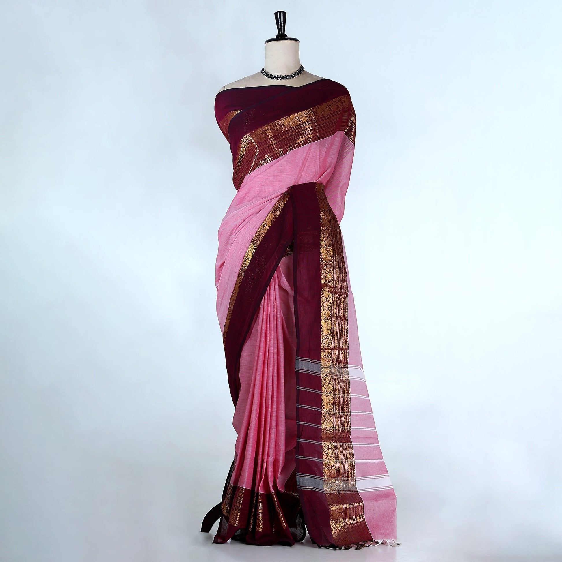 Pink Kanchi Cotton Saree for Women | Festive Traditional Collection | Jeyachandran -Full View
