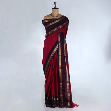 Dark Pink Kanchi Cotton Saree for Women | Festive Traditional Collection | Jeyachandran -Full View
