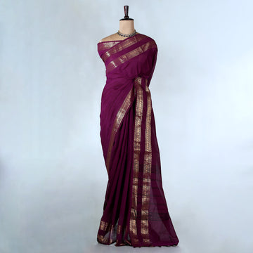 Purple Kanchi Cotton Saree for Women | Festive Traditional Collection | Jeyachandran -Full View
