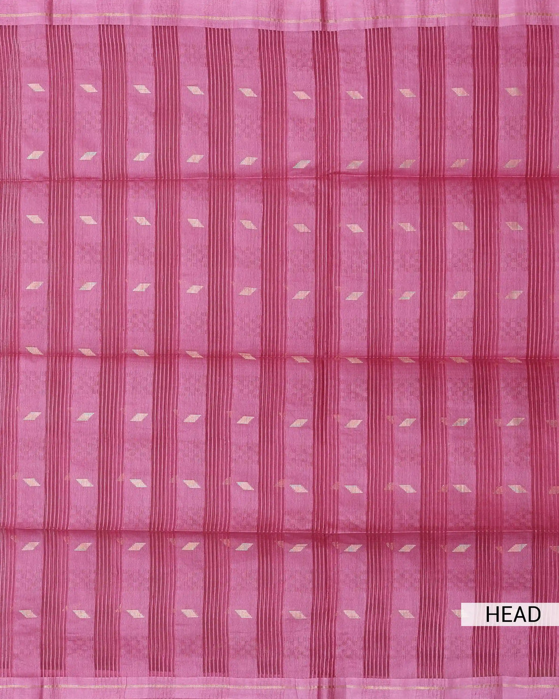 Semi Silk Saree with Traditional Woven Checks Vertical Stripes and Subtle Metallic Butta Motifs with Woven Border - Pink