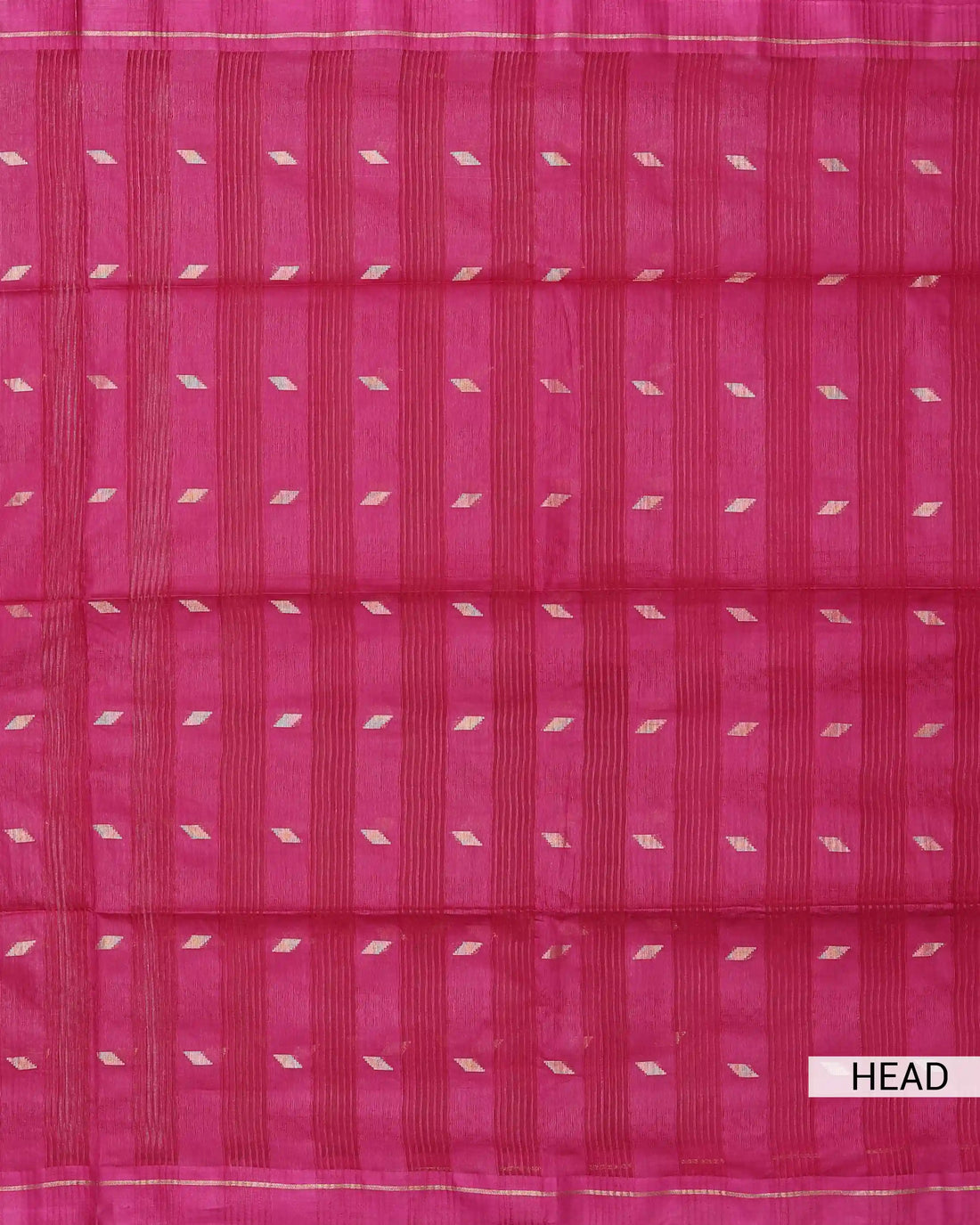 Semi Silk Saree with Traditional Woven Checks Vertical Stripes and Subtle Metallic Butta Motifs with Woven Border - Dark Pink