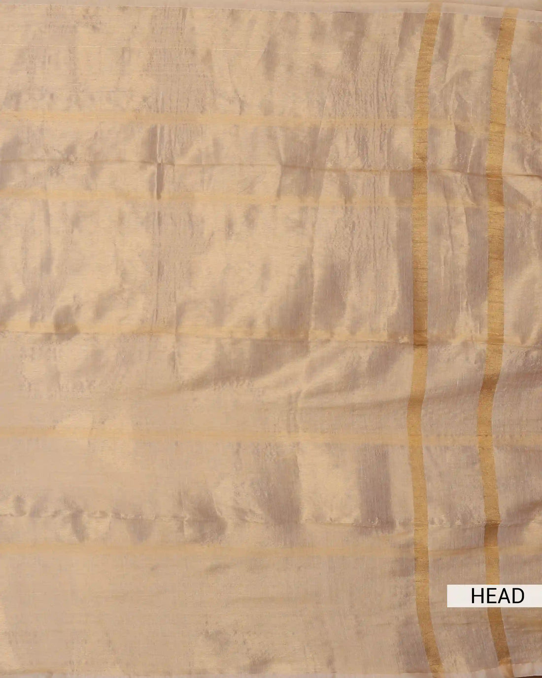 Semi Tissue Saree for Women Solid Body Horizontal Zari Stripes and Broad Zari Border with Matching Pallu - Golden