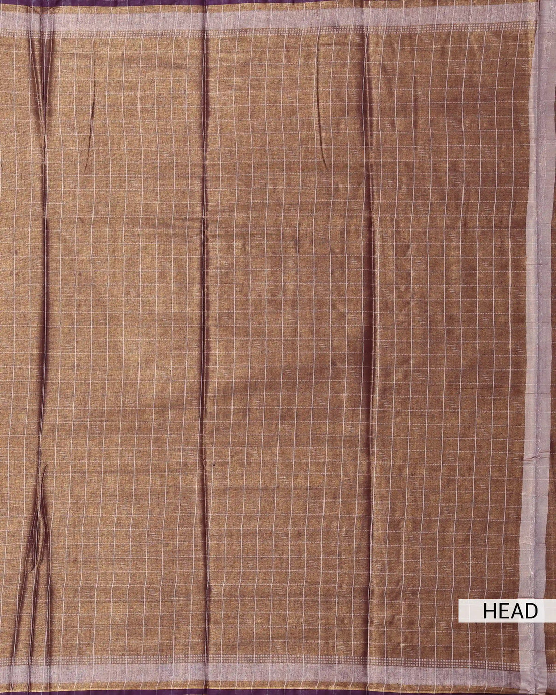 Semi Tissue Saree for Women Checked Weave with Horizontal Stripe and Contrast Border - Dark Brown