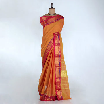 Yellow Kanchi Cotton Saree for Women | Festive Traditional Collection | Jeyachandran -Full View
