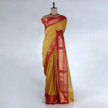 Yellow Chettinad Cotton Sarees for Women | Office Wear Daily Wear & Special Occasion | Jeyachandran - Full View