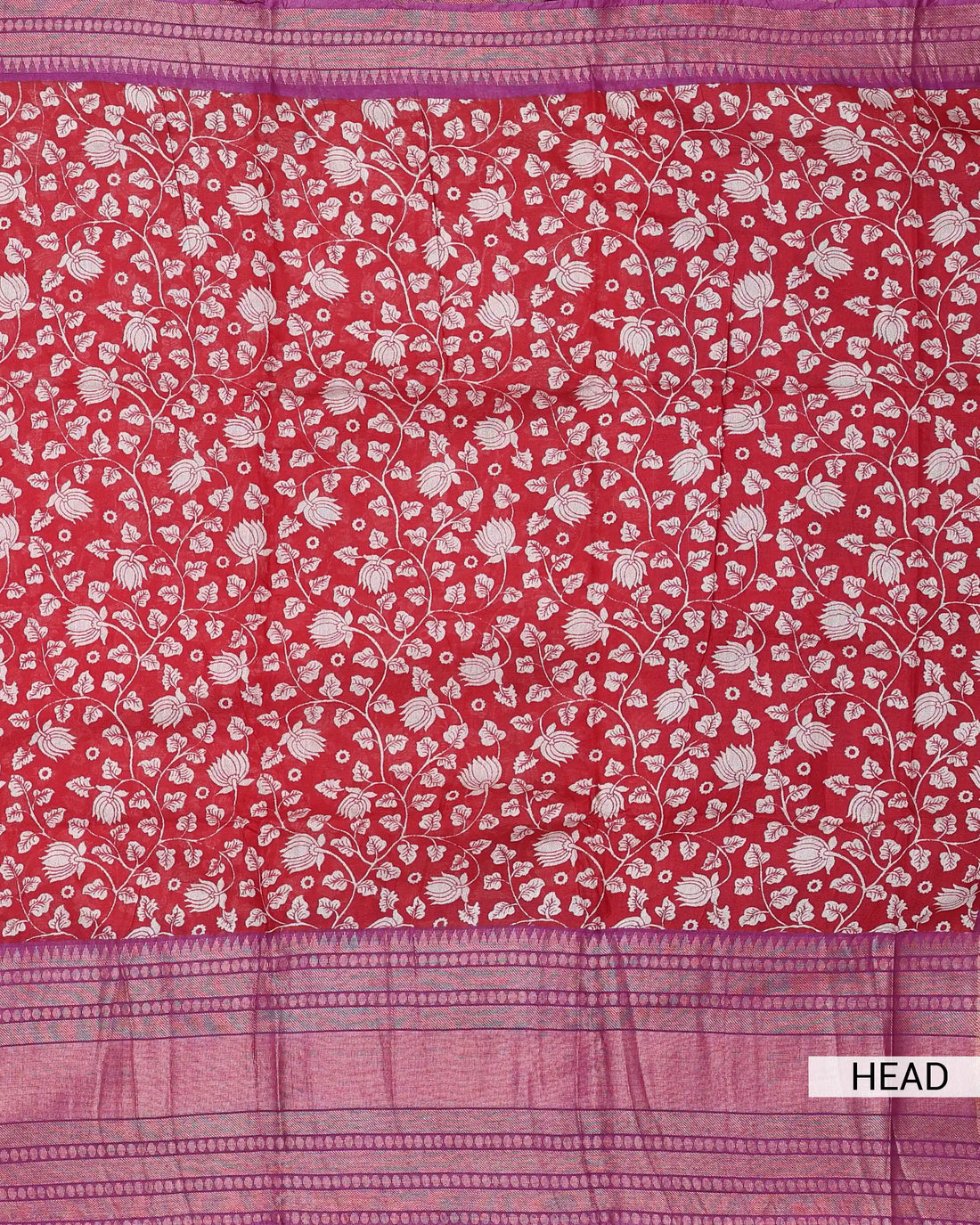 Art Silk Saree with Intricate Floral Vine Pattern Printed Pallu and Traditional Woven Border - Red