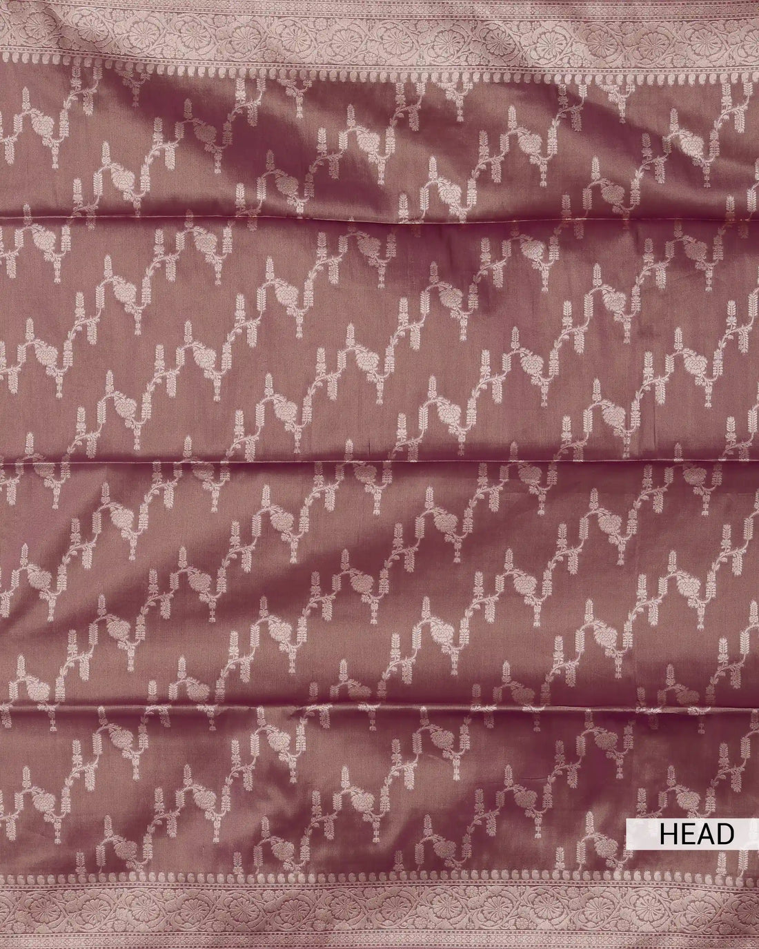 Semi Banarasi Silk Saree with Intricate Woven Floral Vine Motifs Floral Zari Border and Geometric Zari Pallu - Brown