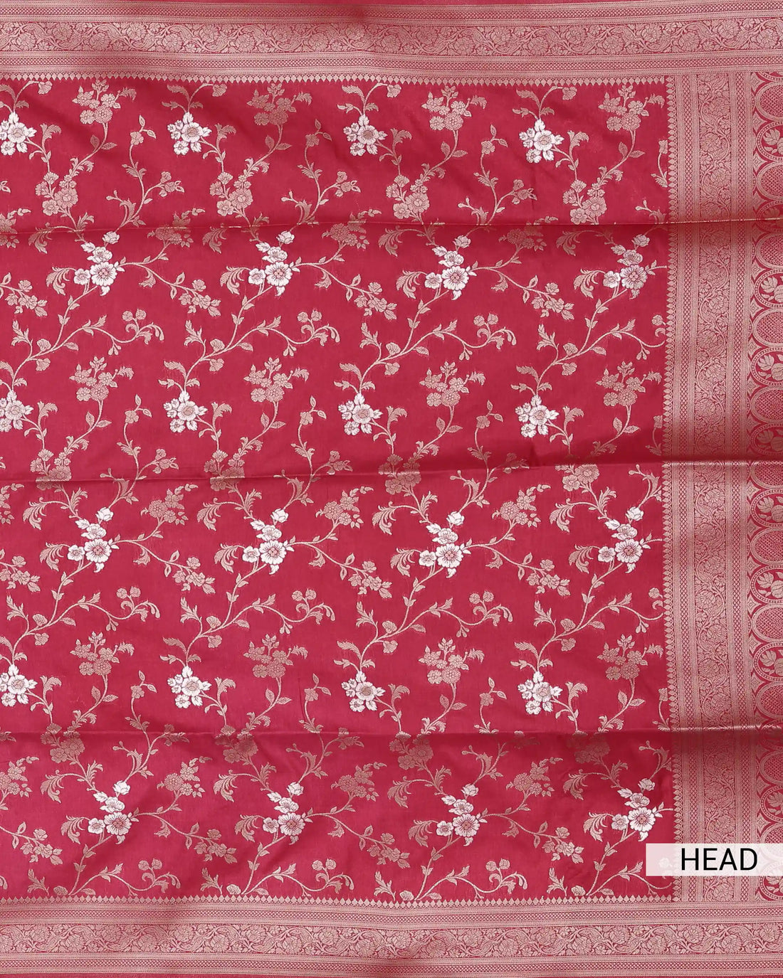 Semi Banarasi Silk Saree with Intricate Floral Zari Border Floral Jaal Weave Ornate Brocade Pallu - Pink