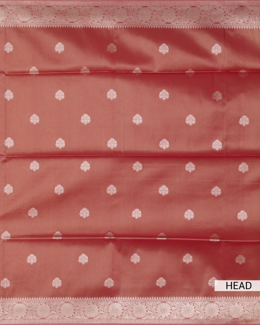 Semi Banarasi Silk Saree with Floral Butti Motifs and Intricate Floral Zari Border - Onion Pink