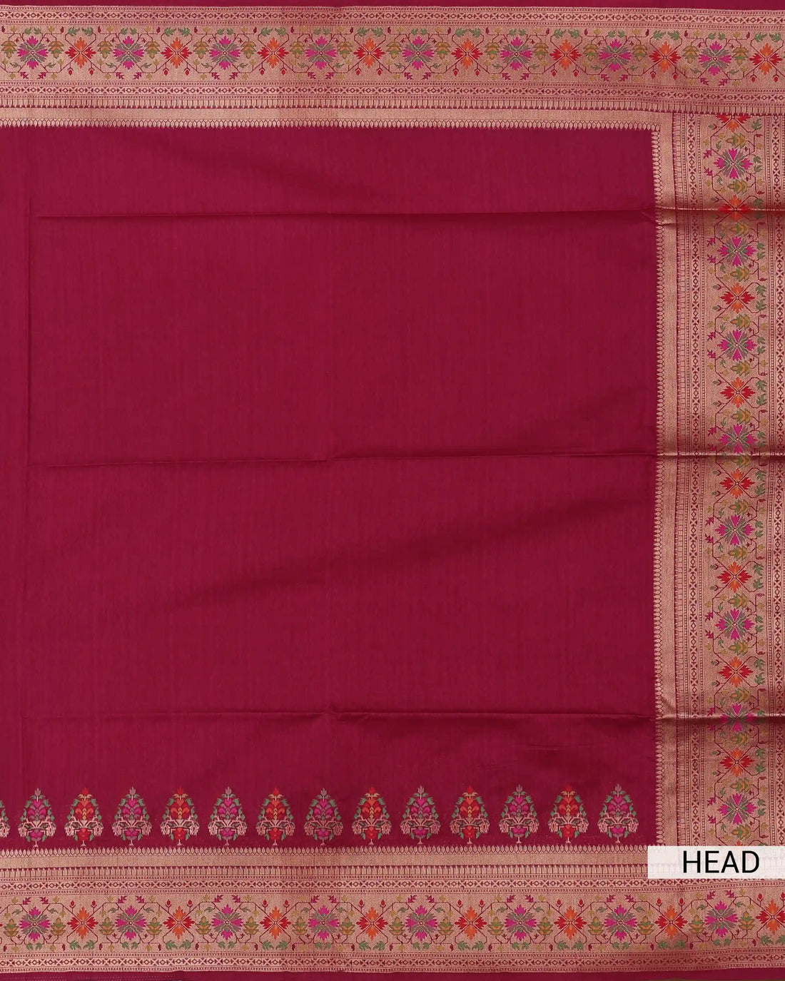 Semi Banarasi Silk Saree with Solid Body Intricate Floral Woven Border and Richly Woven Floral Pallu - Rani Pink