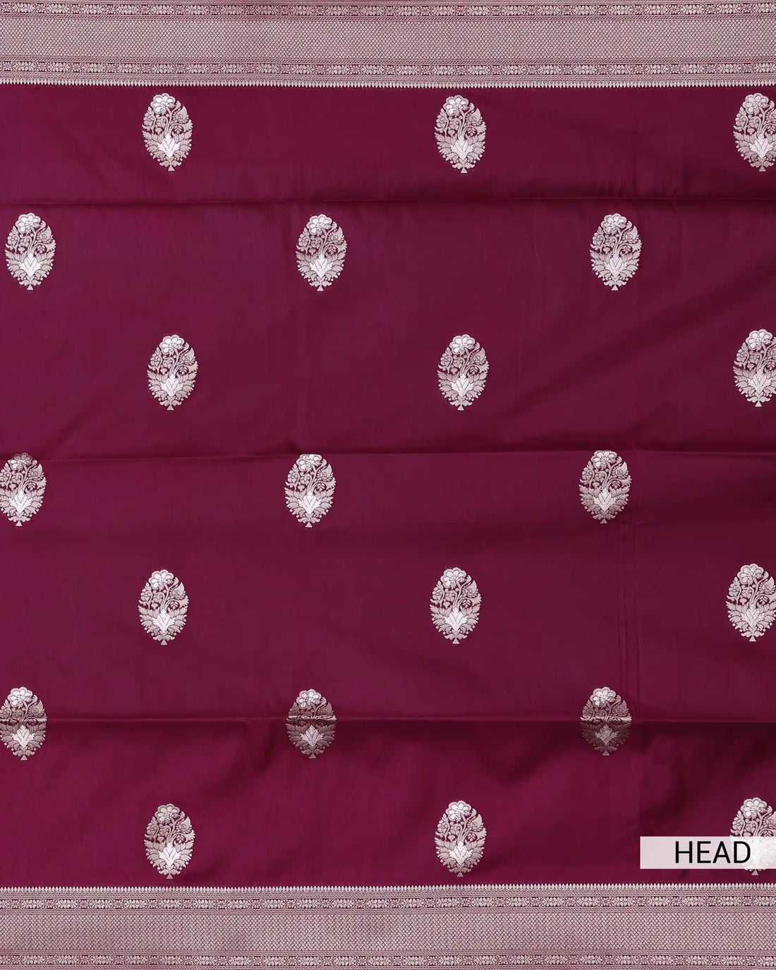 Semi Banarasi Silk Saree with Intricate Floral Buta Motifs and Woven Zari Brocade Border & Pallu - Wine