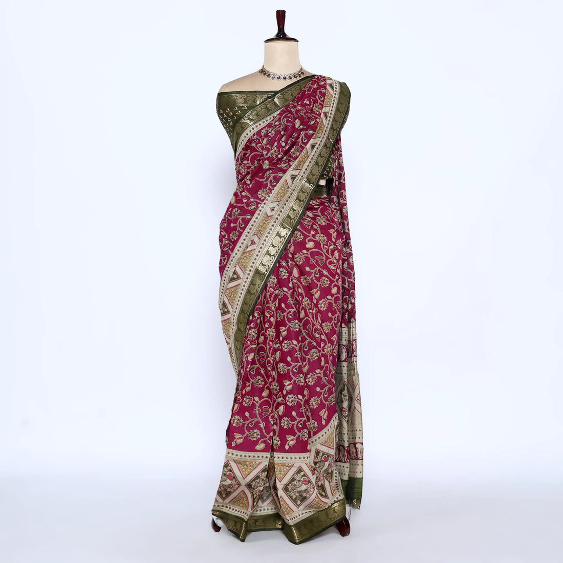 Purple Semi Chanderi Sarees for Women | Temple Visits & Summer Events Collection | Jeyachandran - Full View
