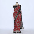 Red Semi Chanderi Sarees for Women | Temple Visits & Summer Events Collection | Jeyachandran - Full View
