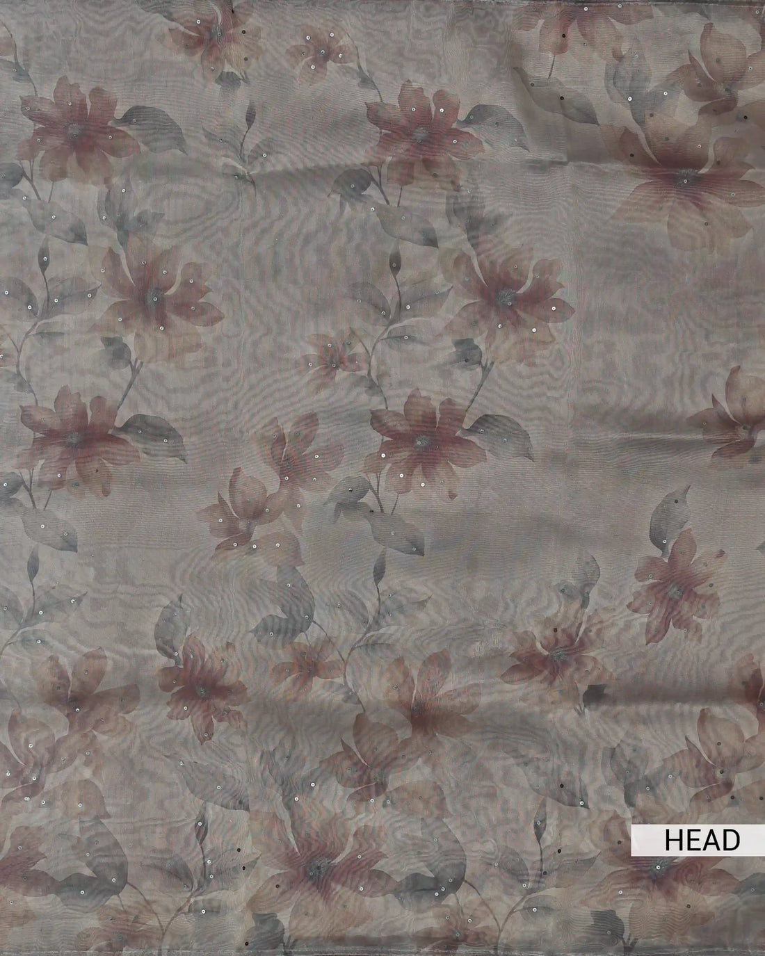 Organza Saree for Women with Floral Print Delicate Sequin Embellishments & Shimmering Border - Grey