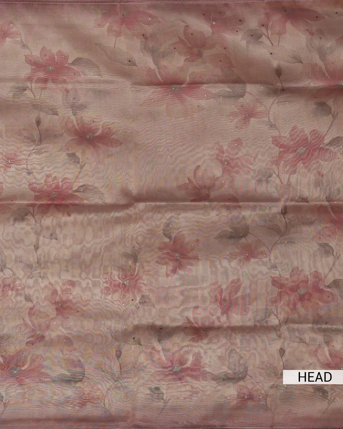 Organza Saree for Women with Floral Print Delicate Sequin Embellishments & Shimmering Border - Brown