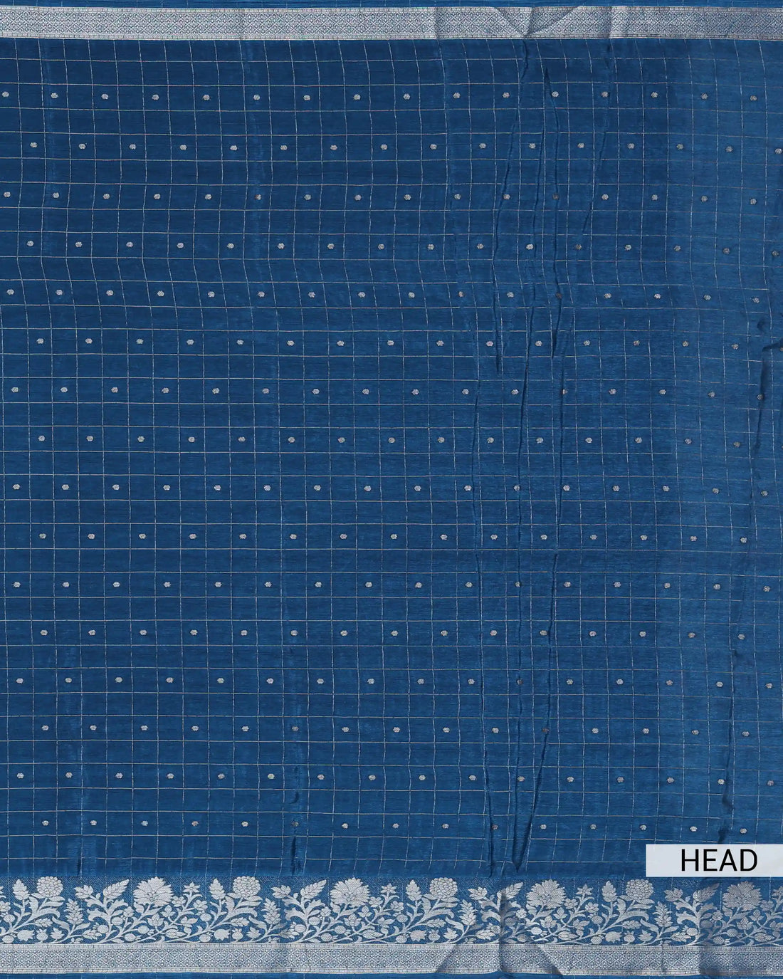 Elegant Georgette Saree with Metallic Zari Checks Intricate Floral Jaal Border and Traditional Woven Pallu - Blue