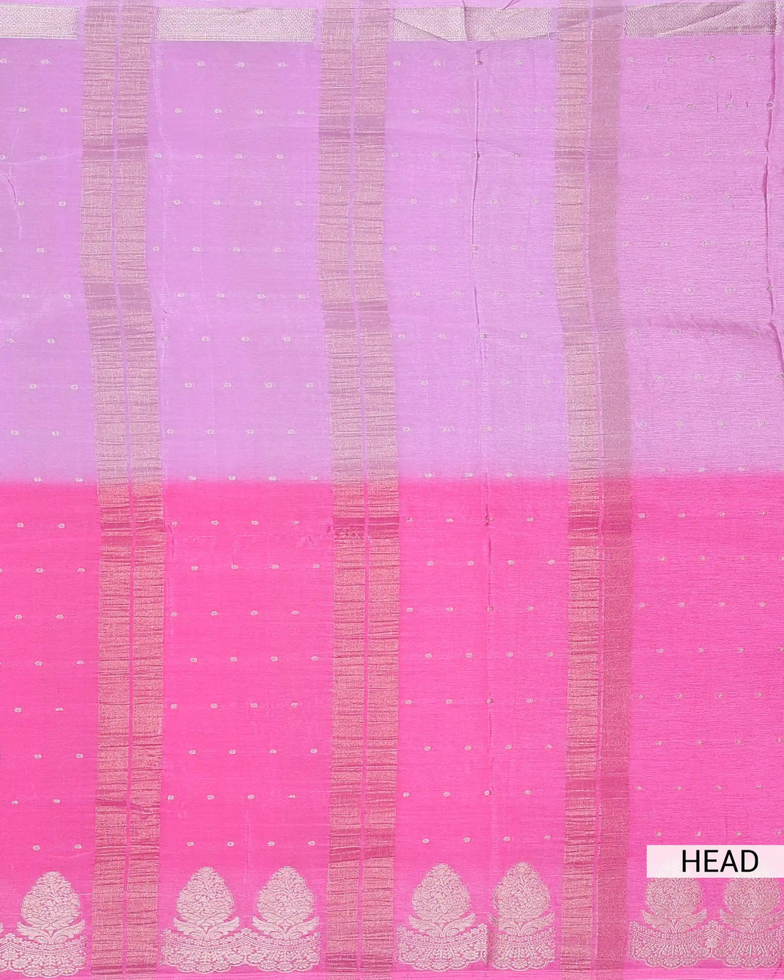Georgette Saree with Intricate Metallic Zari Floral Motifs Striped Zari Border & Bandhani Inspired Printed Blouse - Pink