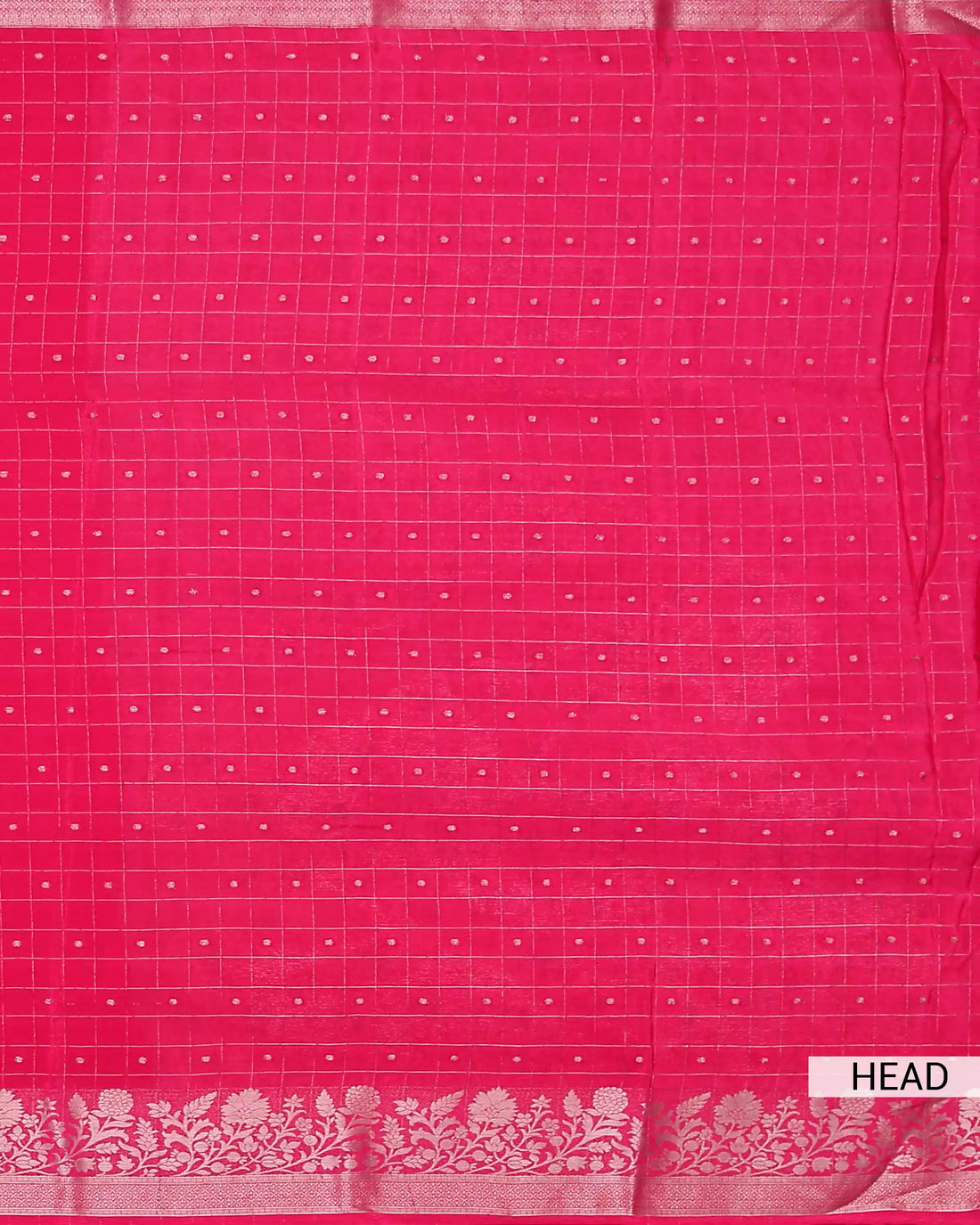 Elegant Georgette Saree with Metallic Zari Checks Intricate Floral Jaal Border and Traditional Woven Pallu - Pink