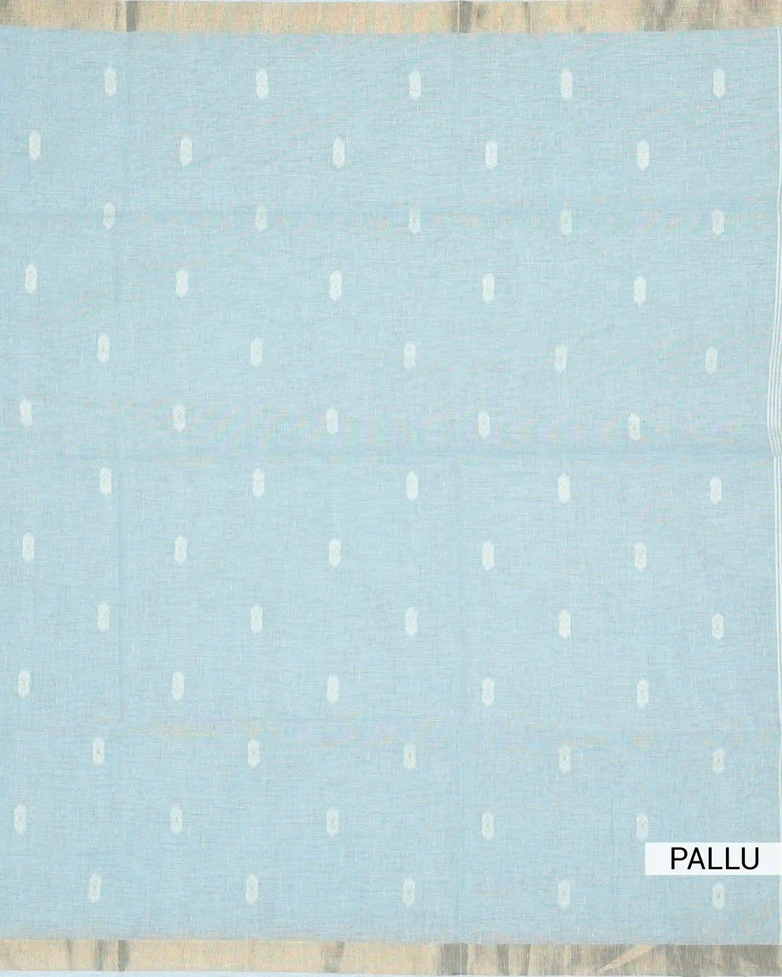Linen Tissue Saree with Striped Woven Border and Butti Design - Sky Blue