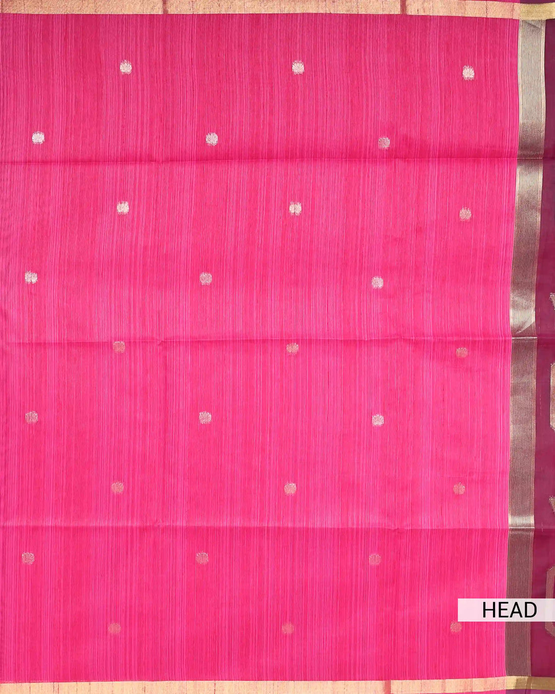 Linen Tissue Saree with Silver Floral Woven Motifs and Contrast Border - Pink