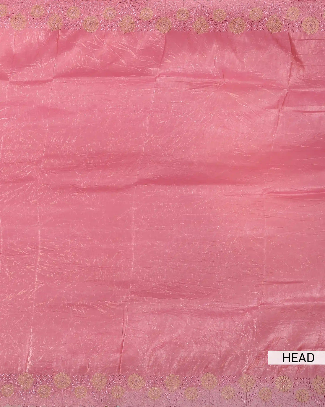 Designer Saree with Intricate Floral Embroidered Border & Elegant Scalloped Edge - Pink