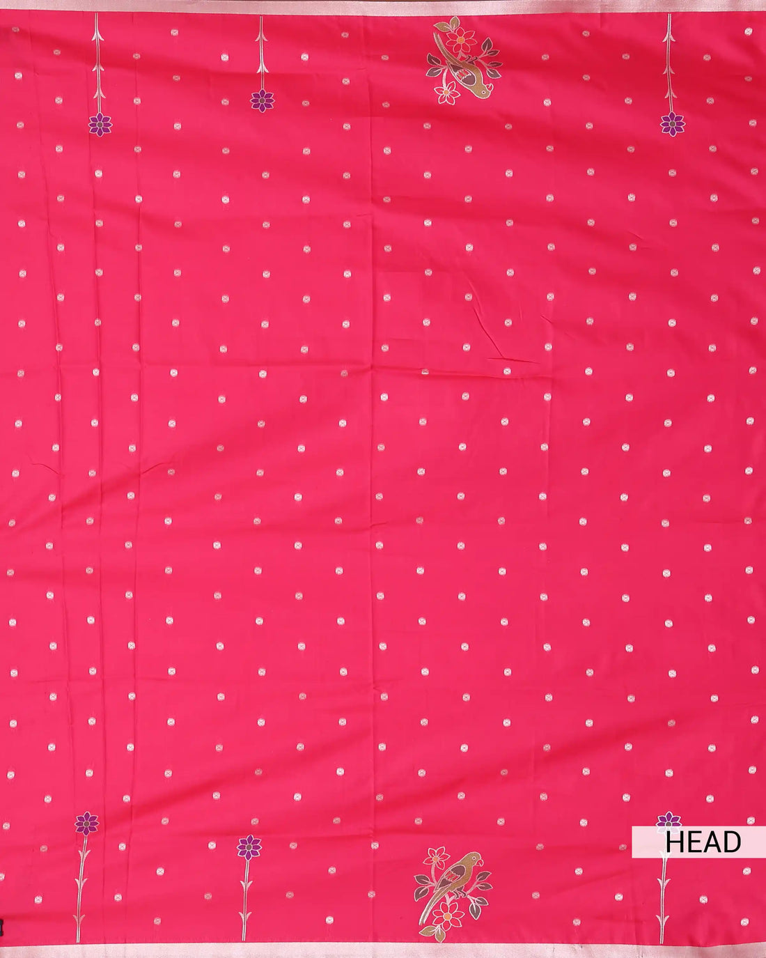 Paithani Semi Silk Saree with Butti Motifs and Floral Pallu with Contrast Border - Red