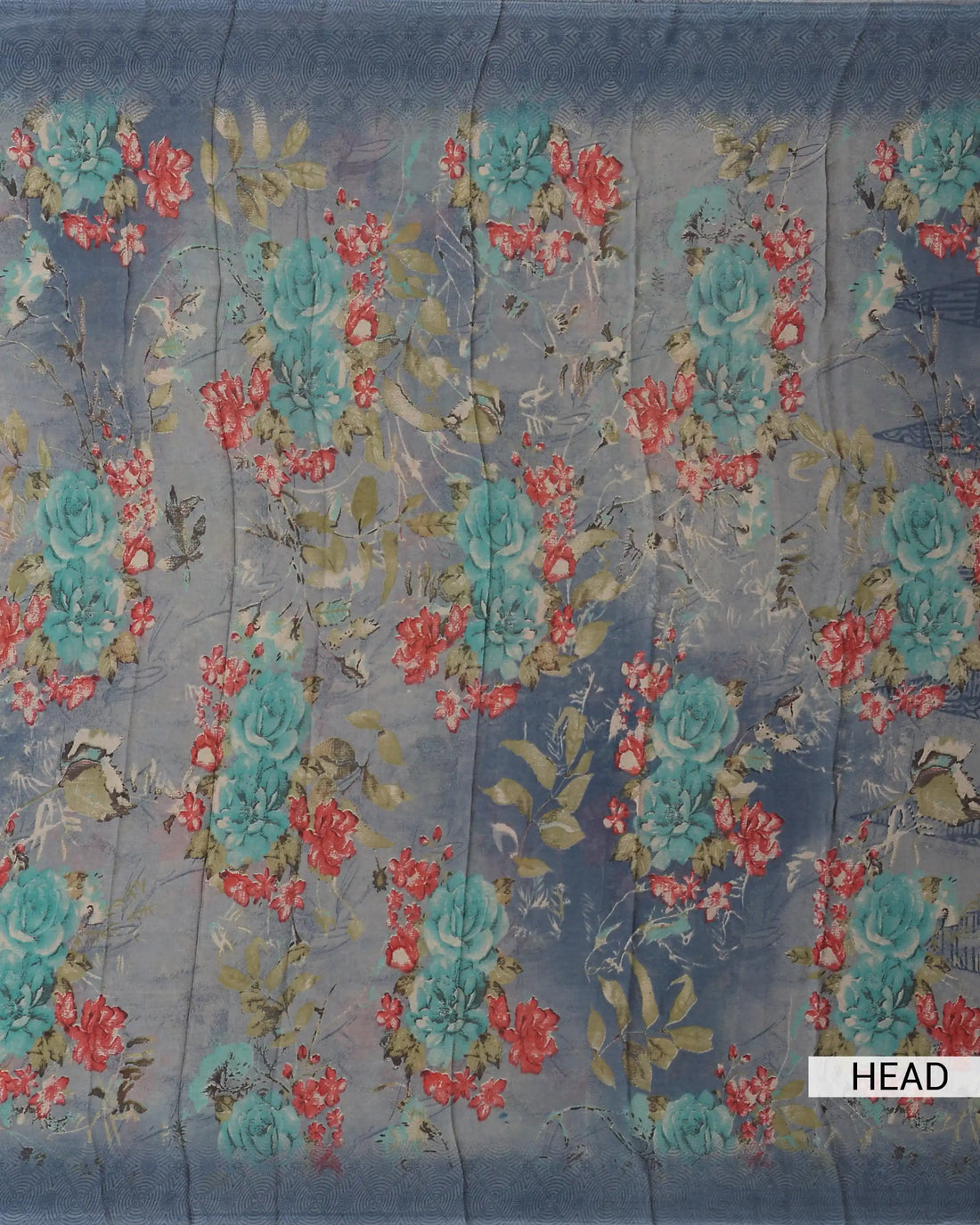Georgette Saree For Women Floral Printed Design & Multicolor Botanical Motifs - Blue