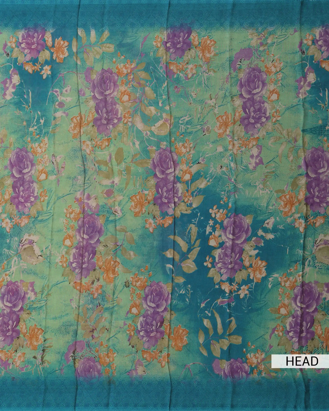Georgette Saree for Women with Floral Print and Intricate Botanical Motif Design – Teal Blue