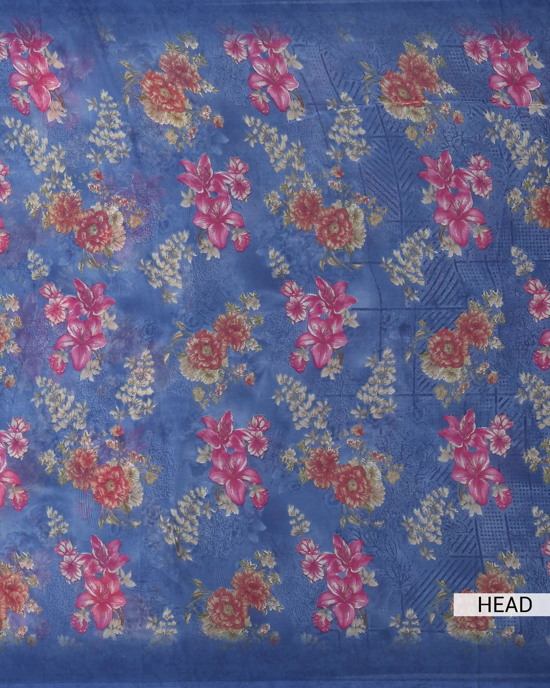 Georgette Saree For Women Floral Printed Design & Multicolor Botanical Motifs - Blue