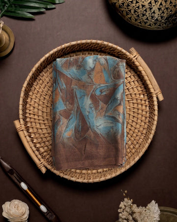 Georgette Saree for Women with Abstract Motif Design - Brown