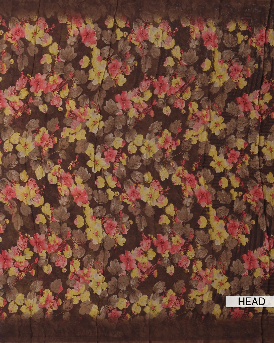 Georgette Saree for Women with Elegant Floral and Leaf Print Design - Brown