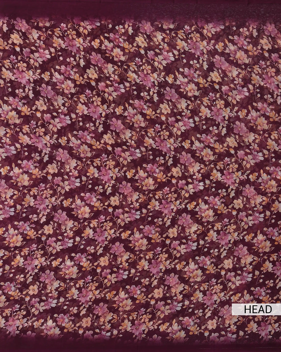 Georgette Saree for Women with Floral Print Motif Pattern - Wine