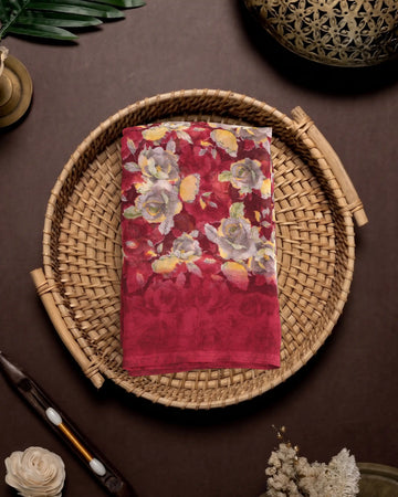 Georgette Saree for Women with Elegant Floral Printed Design - Red
