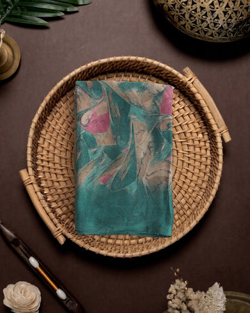 Georgette Saree for Women with Abstract Floral Leaf Print - Green