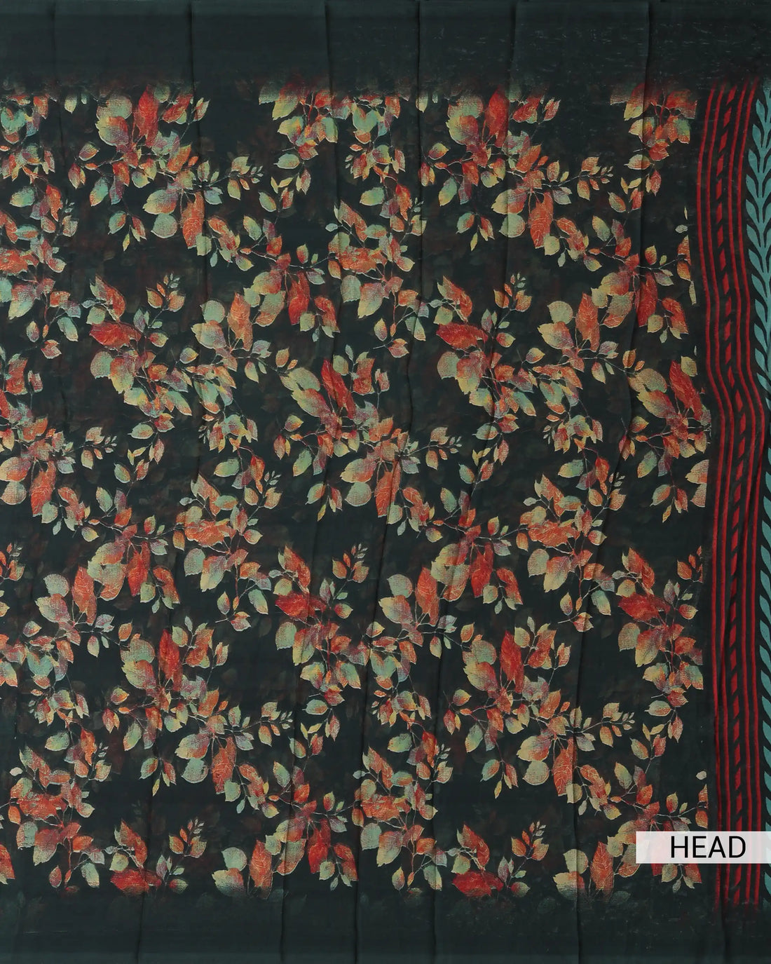 Georgette Saree for Women with Elegant Botanical Floral Print - Dark Green