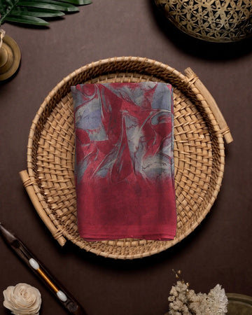 Georgette Saree for Women with Abstract Motif Design - Maroon