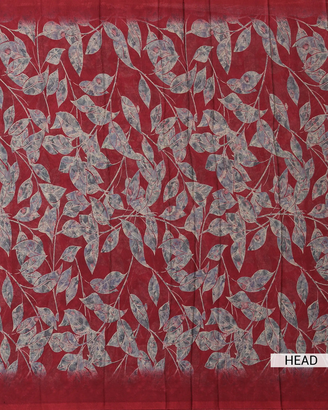 Georgette Saree for Women with Elegant Botanical Leaf Print - Maroon