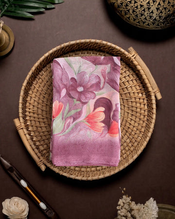 Georgette Saree For Women Floral Printed Design & Multicolor Botanical Motifs - Pink