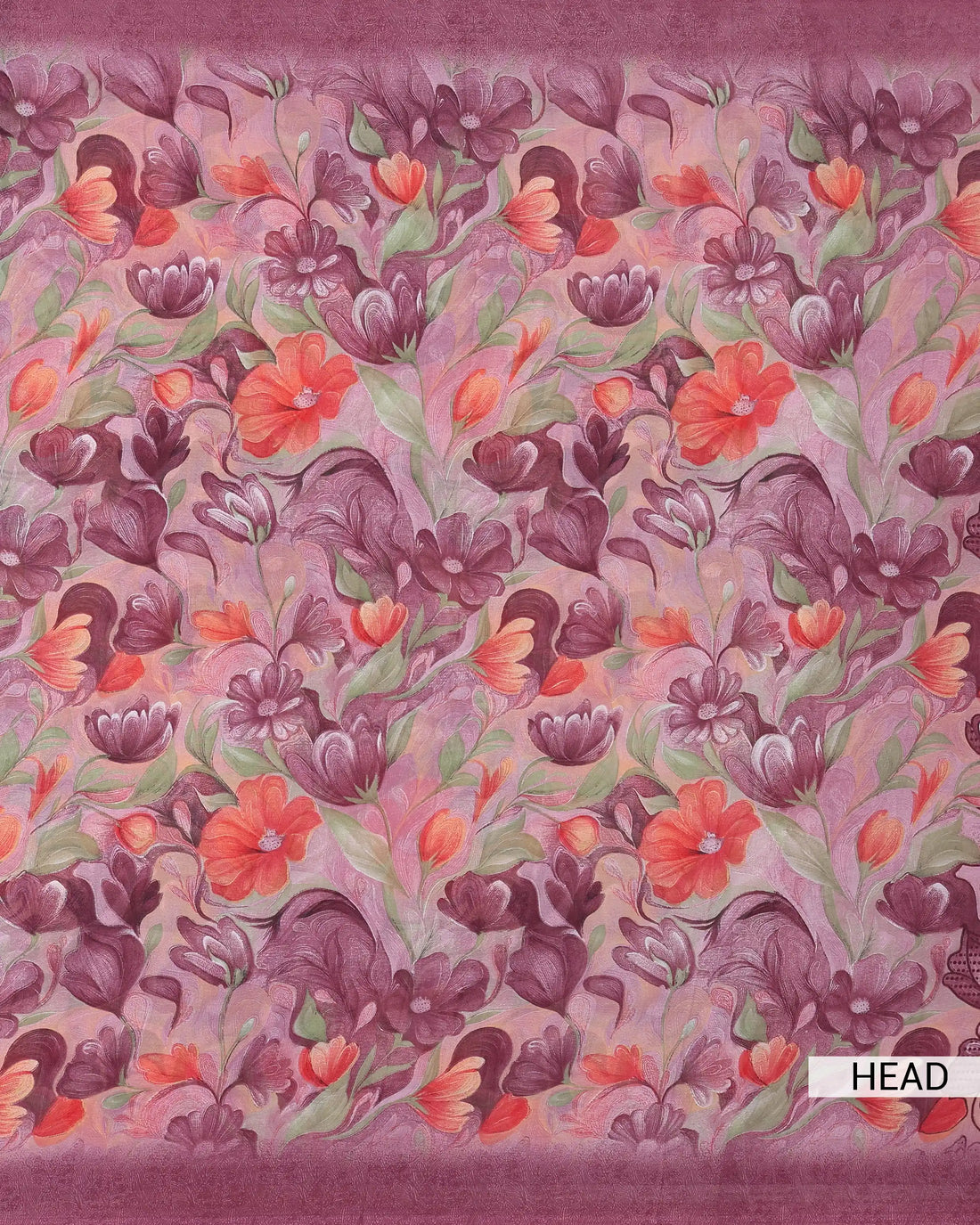 Georgette Saree For Women Floral Printed Design & Multicolor Botanical Motifs - Pink