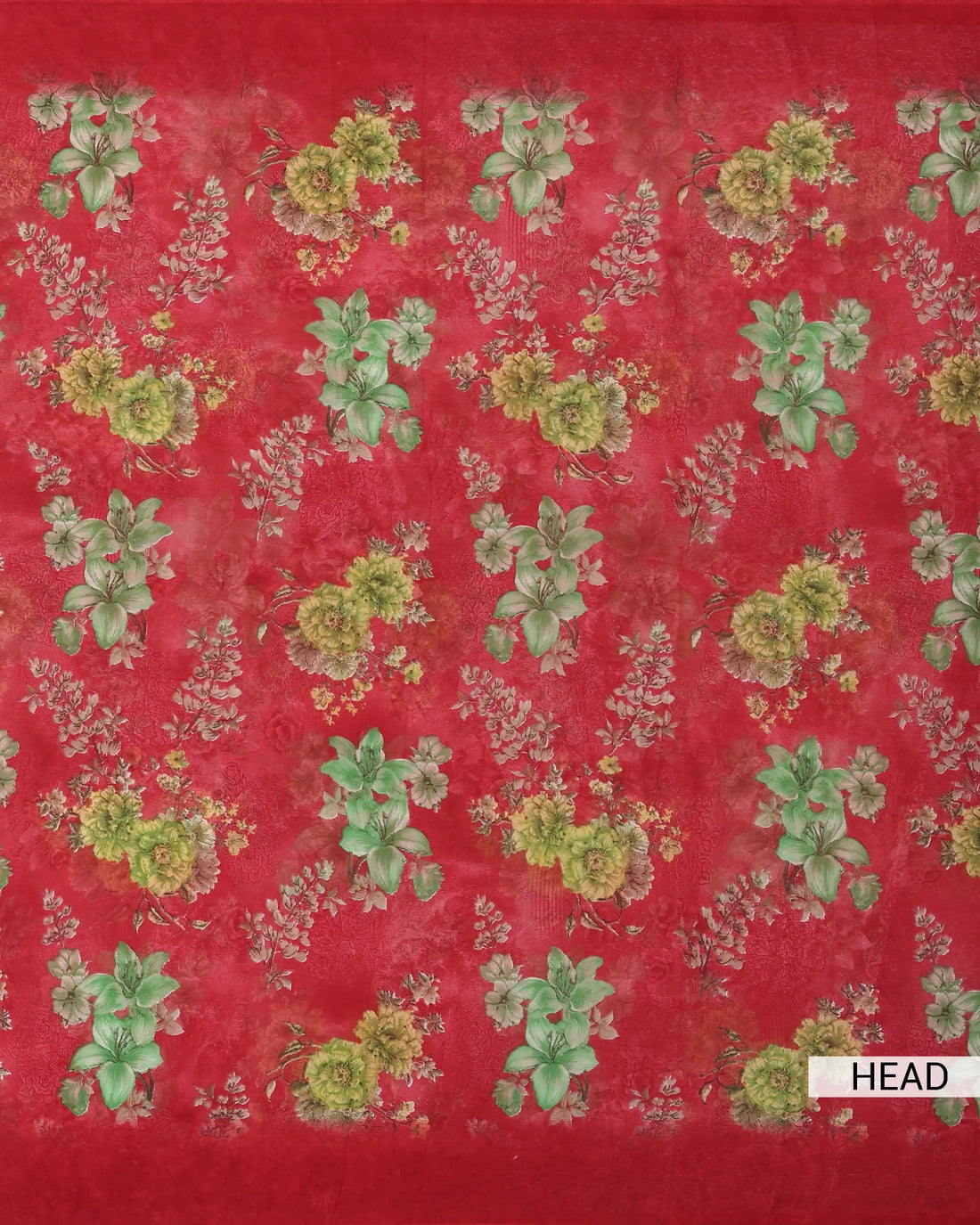 Georgette Saree For Women Floral Printed Design & Multicolor Botanical Motifs - Red