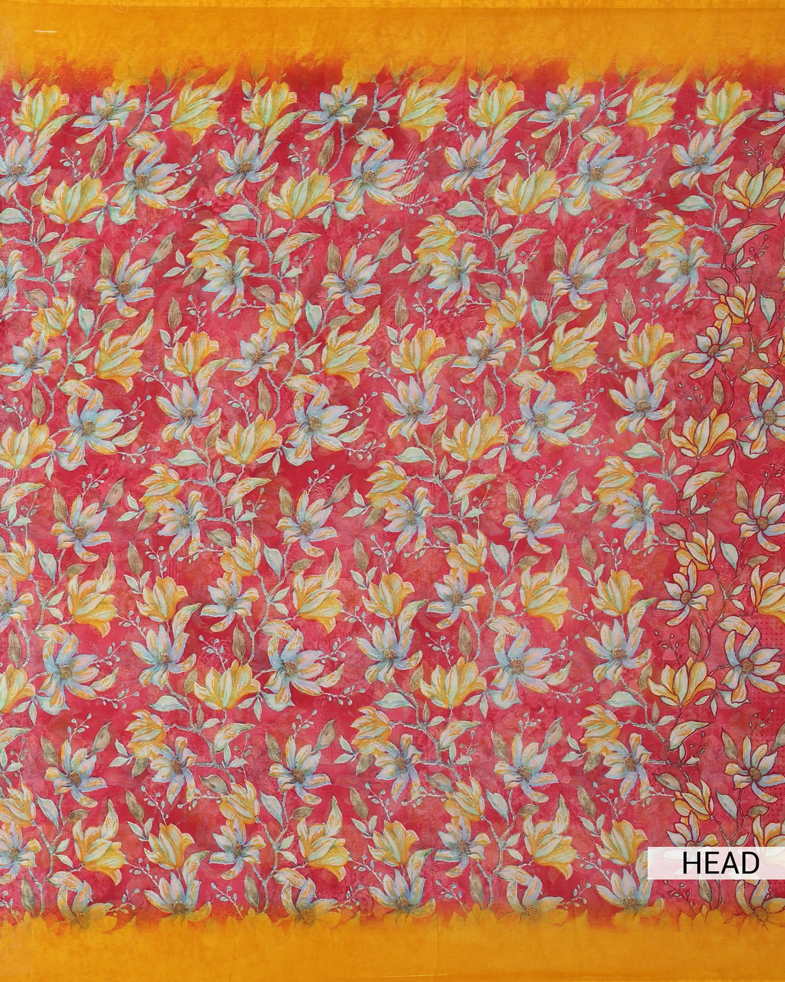 Georgette Saree For Women Floral Printed Design & Multicolor Botanical Motifs - Red
