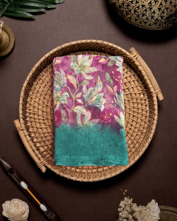 Georgette Saree For Women Multicolour Floral Print - Purple