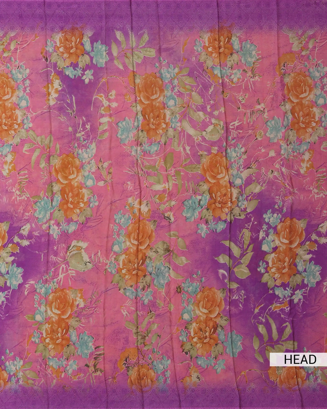 Georgette Saree for Women with Floral Print and Intricate Botanical Motif Design - Purple
