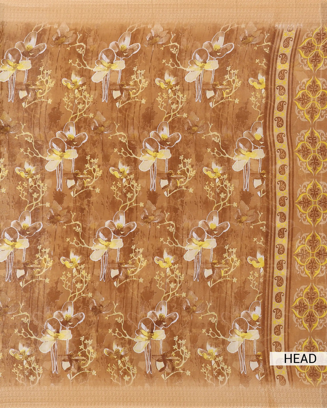 Georgette Saree For Women Floral Vine Print and Elegant Traditional Motifs - Brown