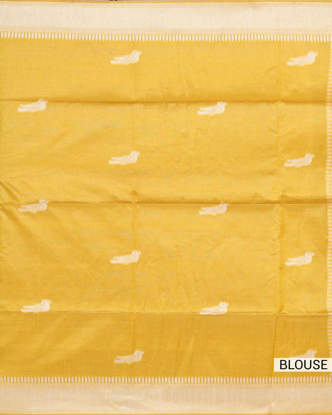Raw Silk Saree with Traditional Deer & Tree Printed Design and Contrast Border - Yellow
