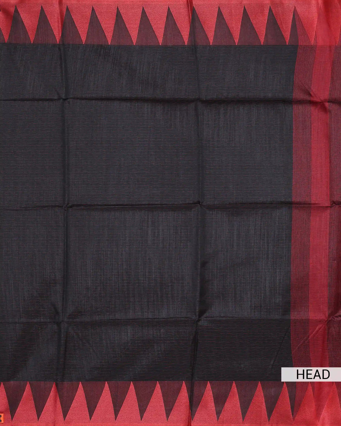 Raw Silk Saree with Maroon Temple Border and Striped Body Design - Black