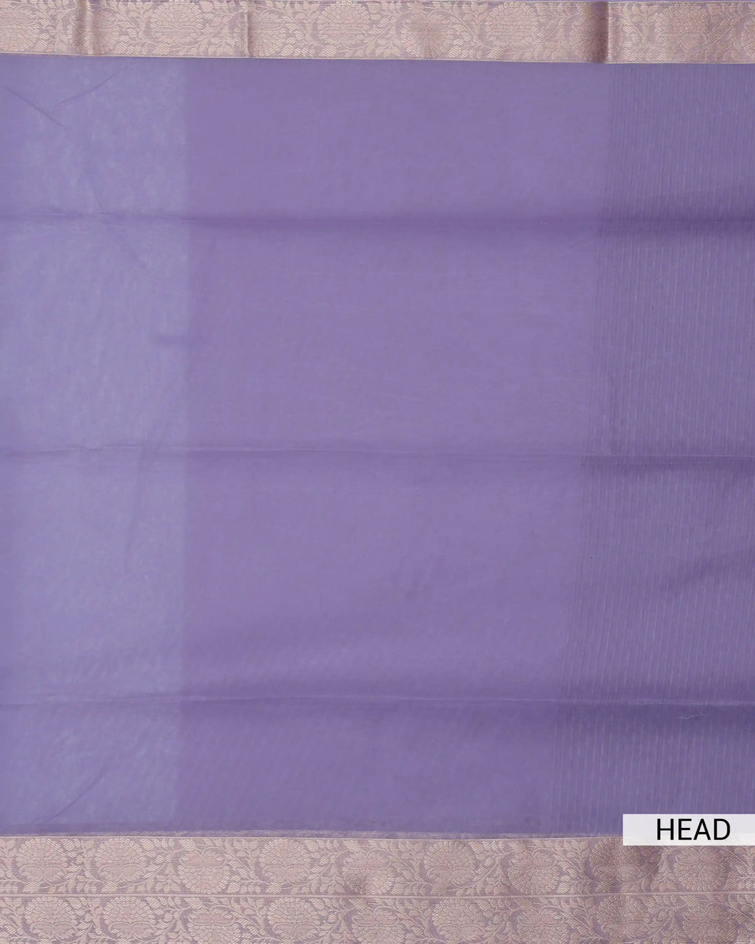 Semi Tissue Saree with Intricate Floral Zari Border and Woven Contrast Striped Tissue Pallu - Lavender